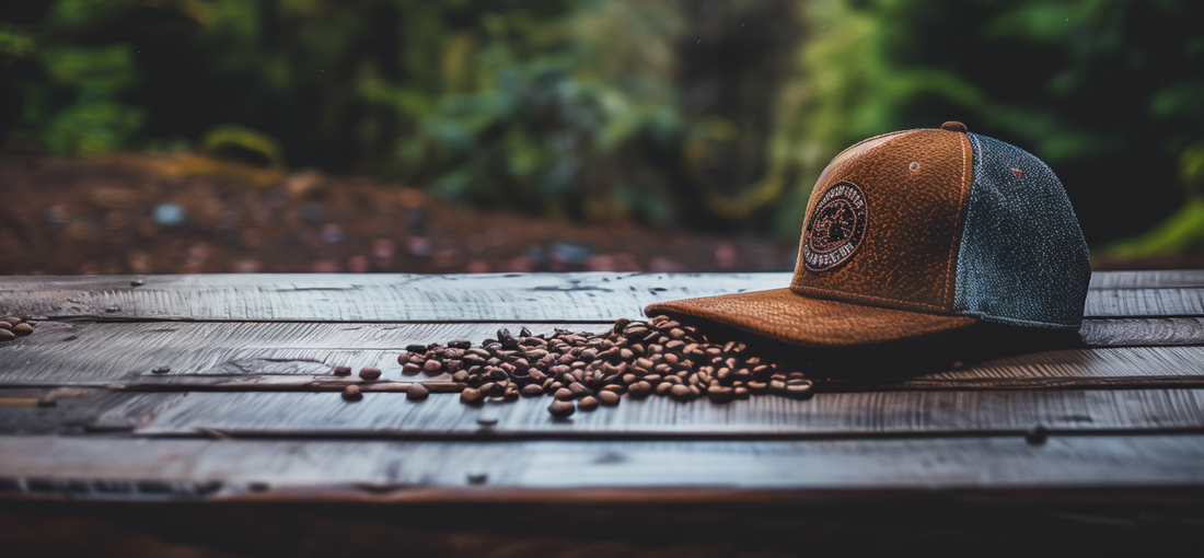 Coffeebeans with Truckerhat in Forest